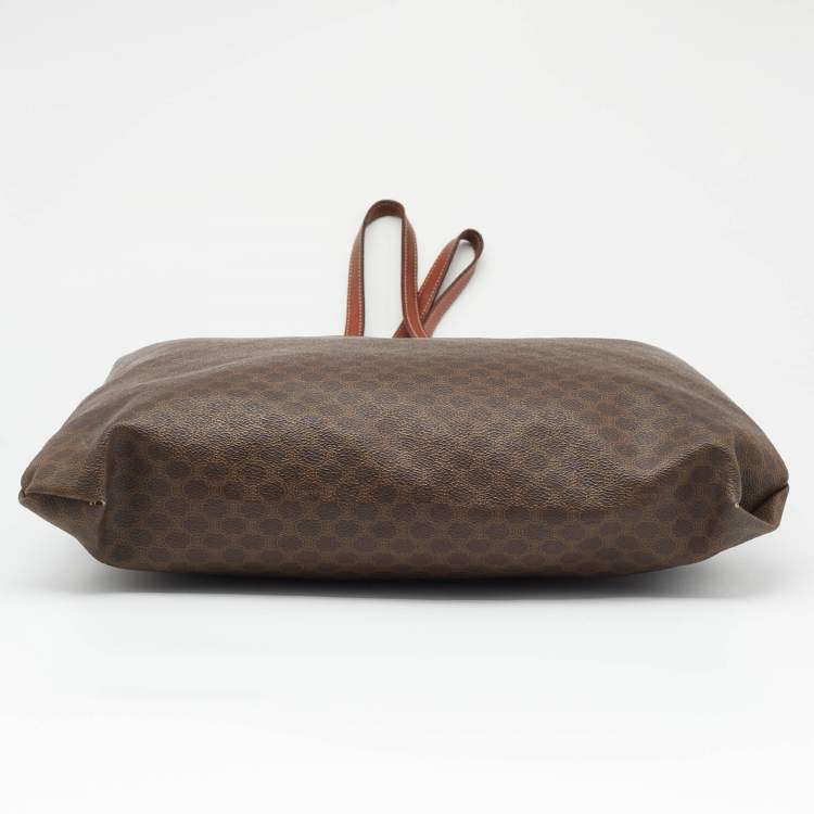 Pre Owned Celine Dark Brown Macadam Coated Canvas and Leather Tote