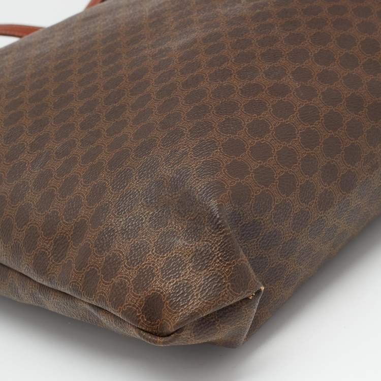 Pre Owned Celine Dark Brown Macadam Coated Canvas and Leather Tote