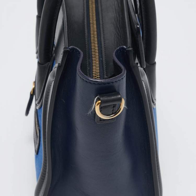 Pre Owned Celine Tricolor Nubuck and Leather Nano Luggage Tote