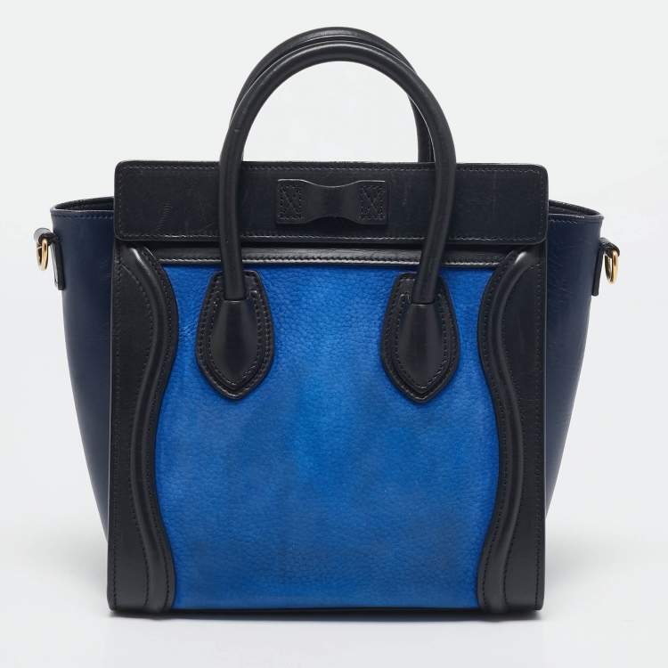 Pre Owned Celine Tricolor Nubuck and Leather Nano Luggage Tote