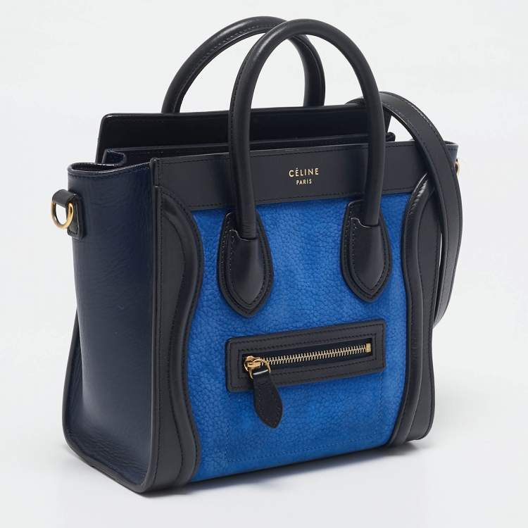Pre Owned Celine Tricolor Nubuck and Leather Nano Luggage Tote