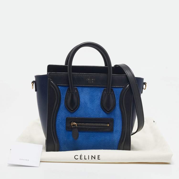 Pre Owned Celine Tricolor Nubuck and Leather Nano Luggage Tote