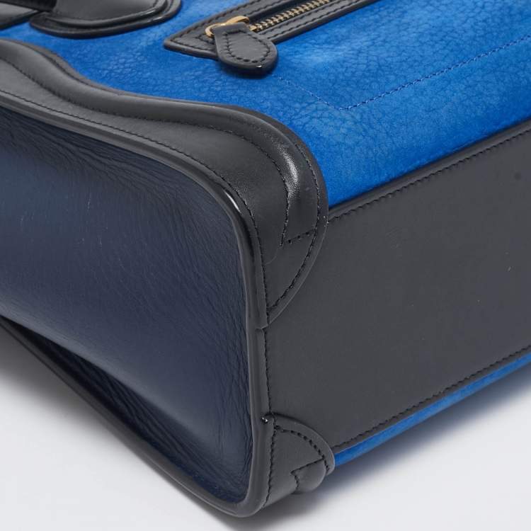 Pre Owned Celine Tricolor Nubuck and Leather Nano Luggage Tote