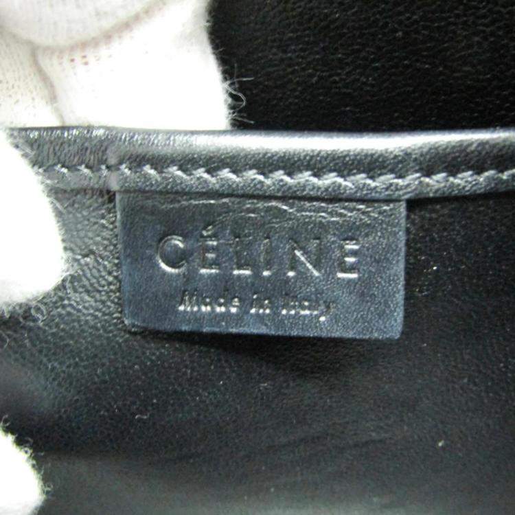 Pre Owned Celine Black Bordeaux Pink Luggage Leather Nano Shopper Handbag 