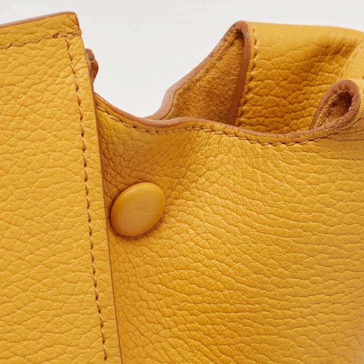 Pre Owned Celine Yellow Leather Small Tie Tote