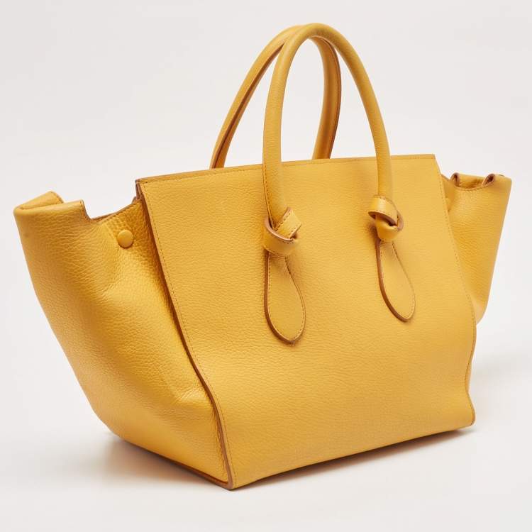 Pre Owned Celine Yellow Leather Small Tie Tote