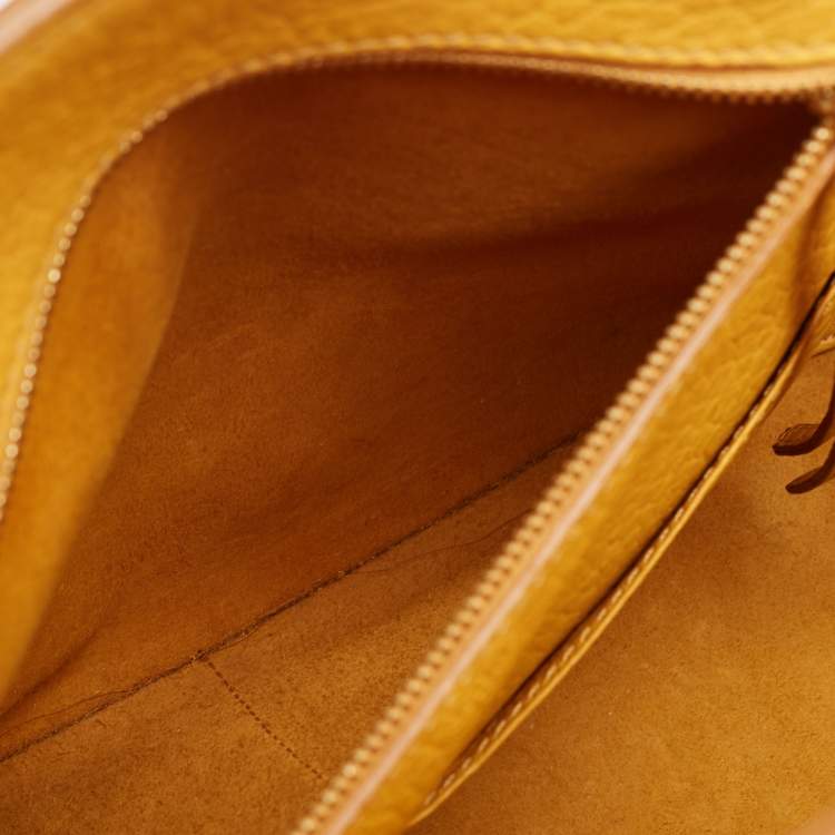 Pre Owned Celine Yellow Leather Small Tie Tote