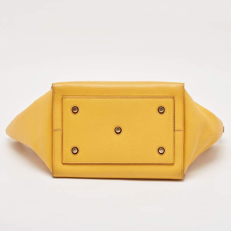 Pre Owned Celine Yellow Leather Small Tie Tote