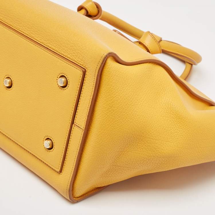 Pre Owned Celine Yellow Leather Small Tie Tote