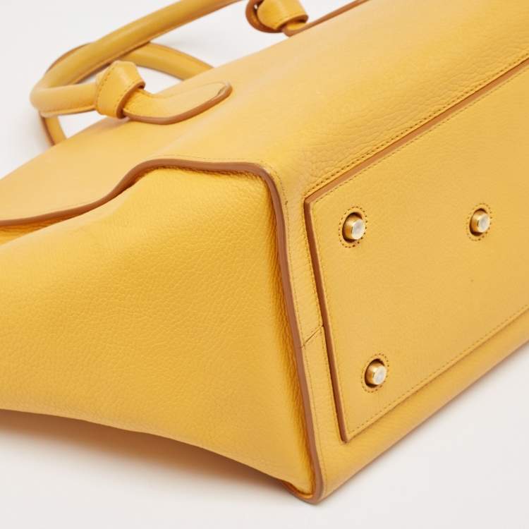 Pre Owned Celine Yellow Leather Small Tie Tote