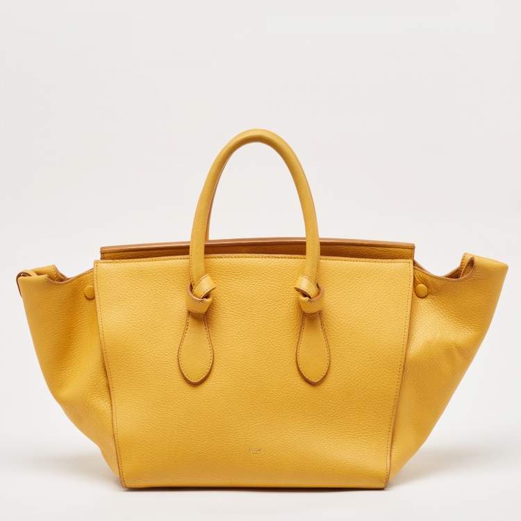 Pre Owned Celine Yellow Leather Small Tie Tote