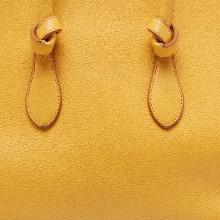 Pre Owned Celine Yellow Leather Small Tie Tote