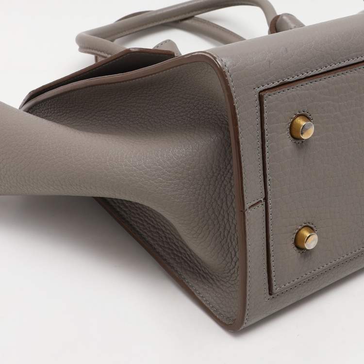 Pre Owned Celine Grey Leather Mini Tie Tote