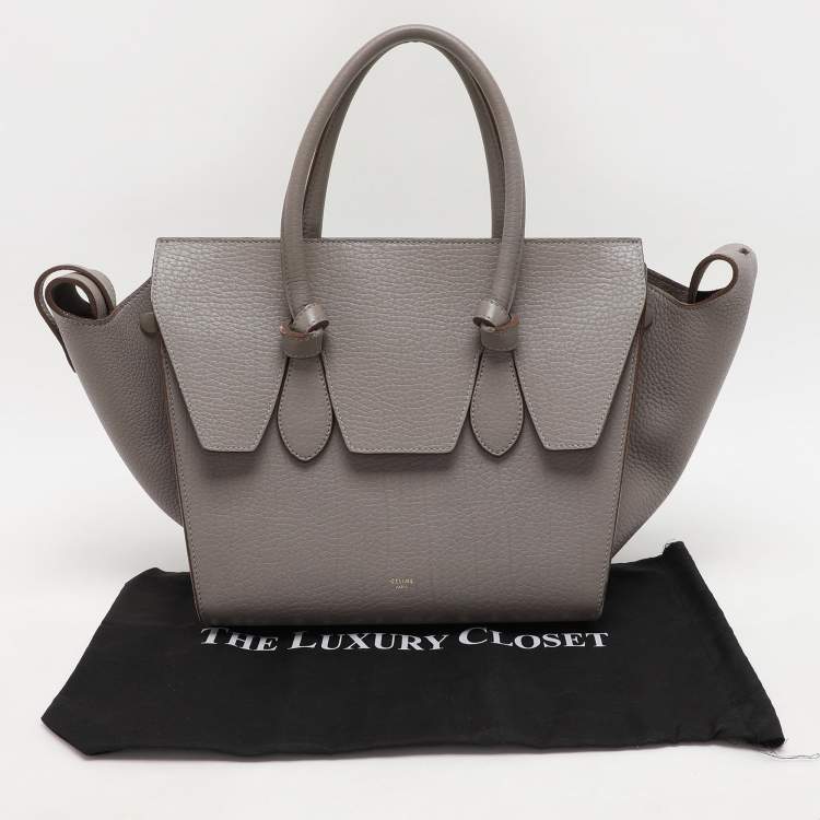 Pre Owned Celine Grey Leather Mini Tie Tote
