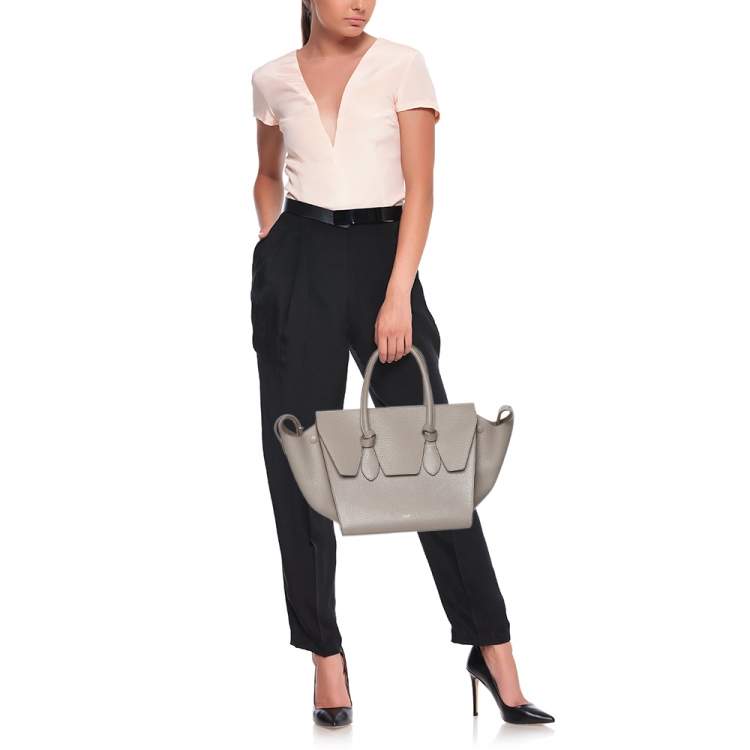 Pre Owned Celine Grey Leather Mini Tie Tote