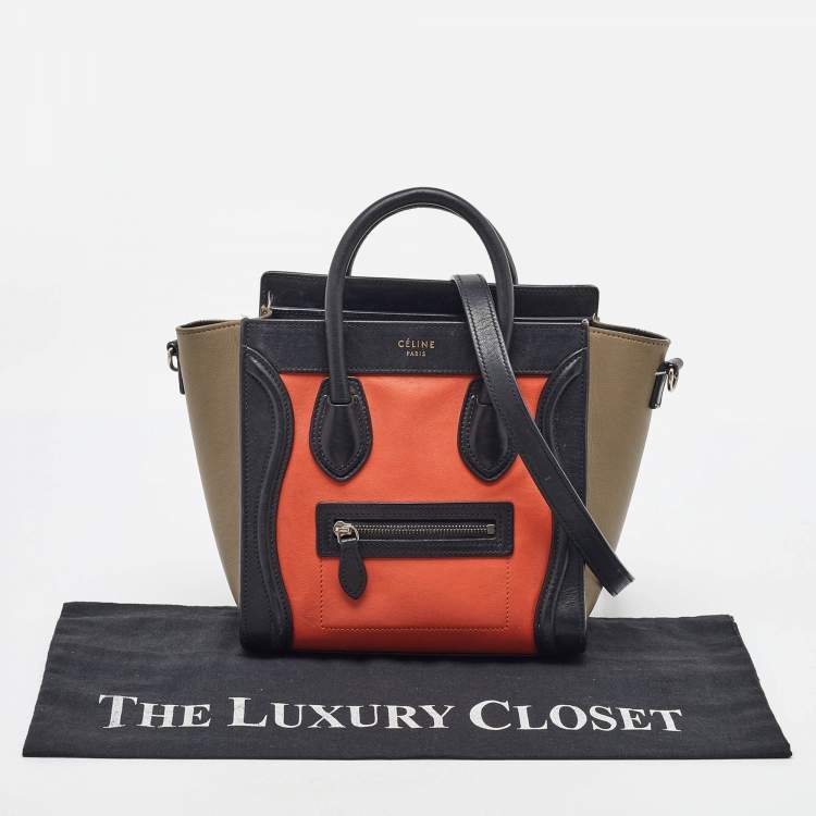 Pre Owned Celine Tricolor Leather Nano Luggage Tote