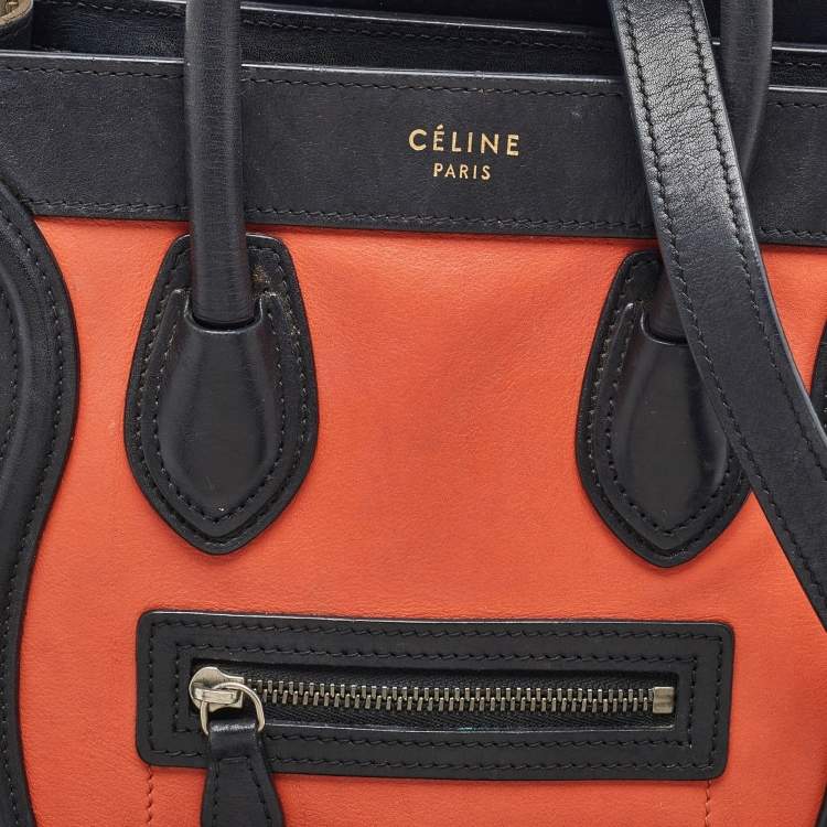 Pre Owned Celine Tricolor Leather Nano Luggage Tote