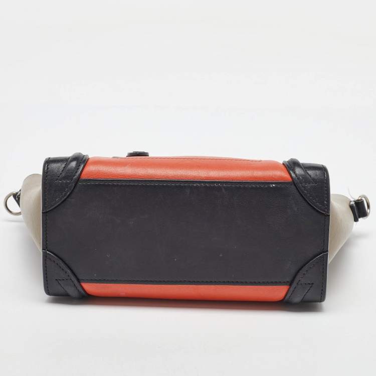 Pre Owned Celine Tricolor Leather Nano Luggage Tote