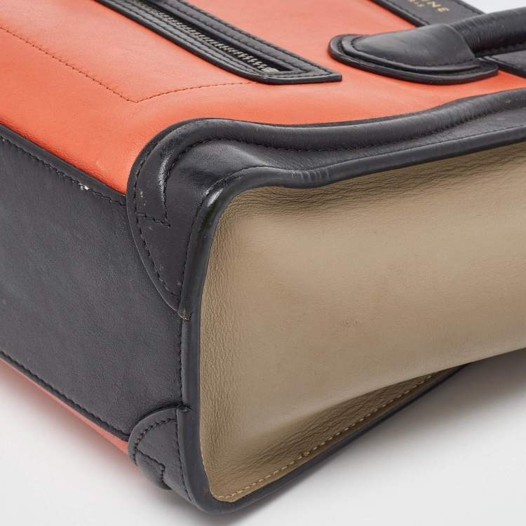 Pre Owned Celine Tricolor Leather Nano Luggage Tote