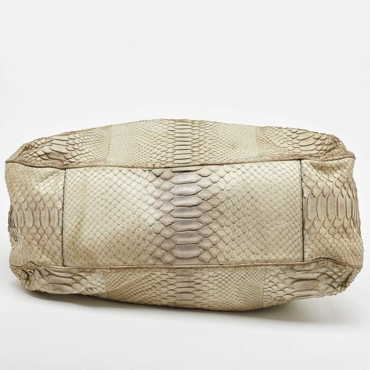 Pre Owned Celine Cream Python Frame Satchel
