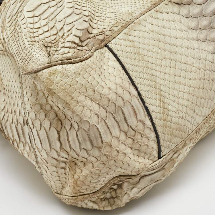 Pre Owned Celine Cream Python Frame Satchel