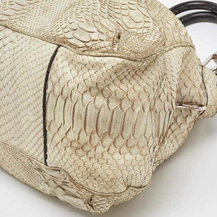 Pre Owned Celine Cream Python Frame Satchel