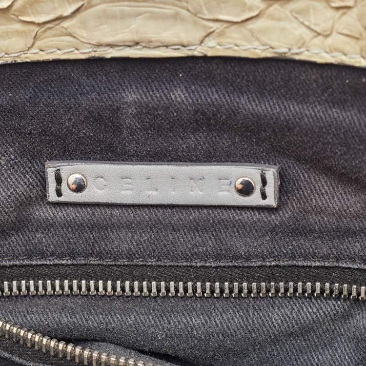 Pre Owned Celine Cream Python Frame Satchel