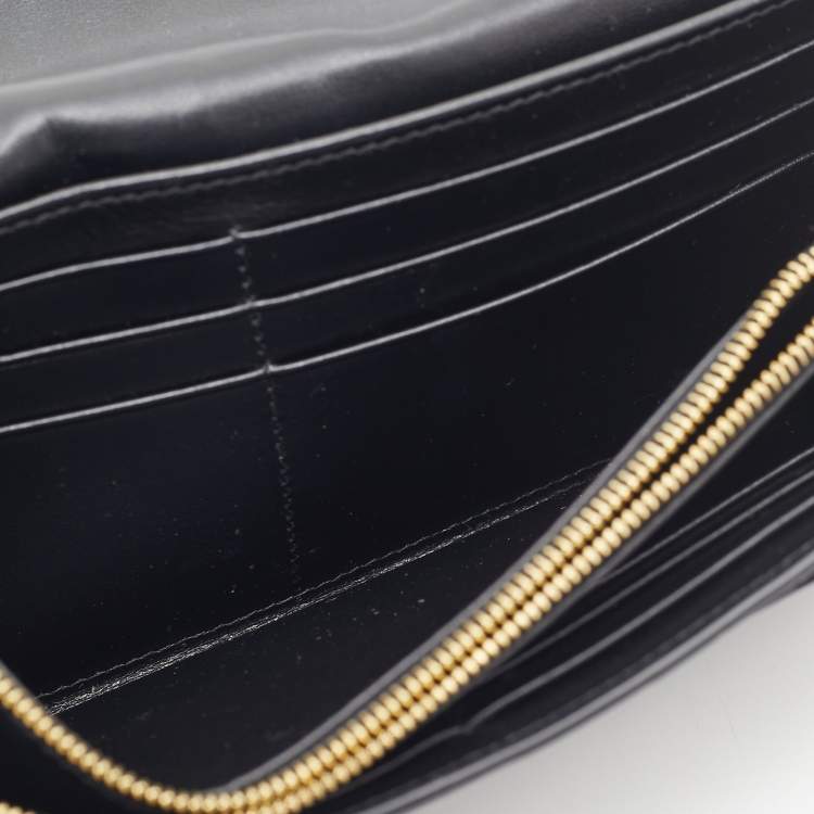 Pre Owned Celine Black Croc Embossed Leather Continental Wallet