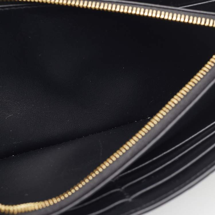 Pre Owned Celine Black Croc Embossed Leather Continental Wallet