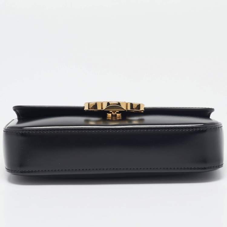 Pre Owned Celine Black Leather Crystal Embellished Claude Shoulder Bag