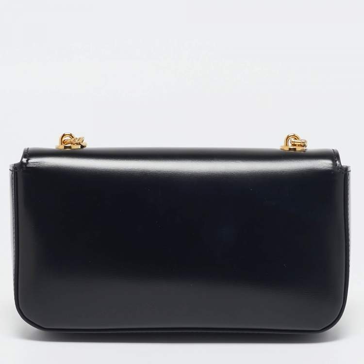 Pre Owned Celine Black Leather Crystal Embellished Claude Shoulder Bag