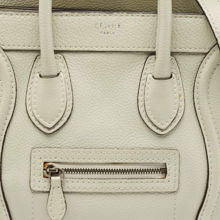 Pre Owned Celine Light Grey Leather Nano Luggage Tote
