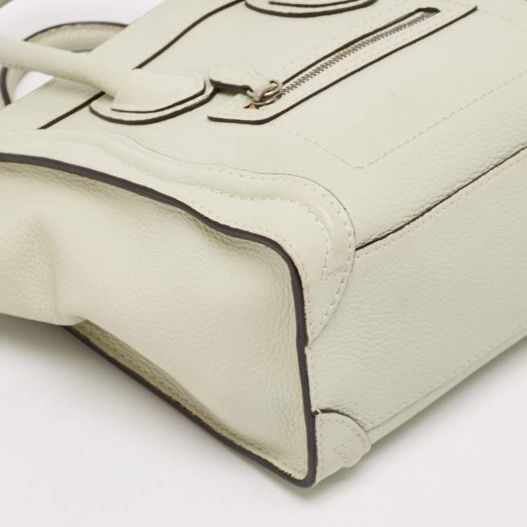 Pre Owned Celine Light Grey Leather Nano Luggage Tote