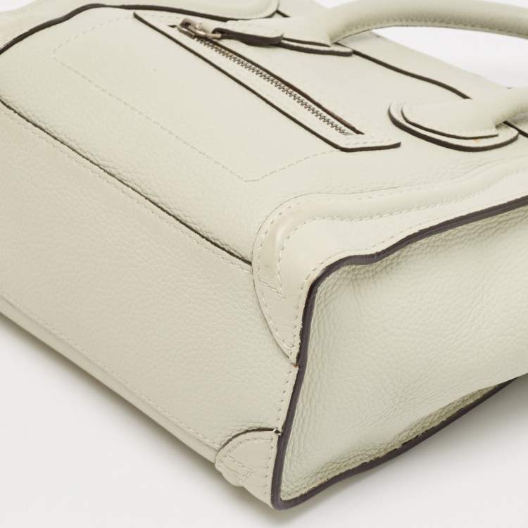 Pre Owned Celine Light Grey Leather Nano Luggage Tote