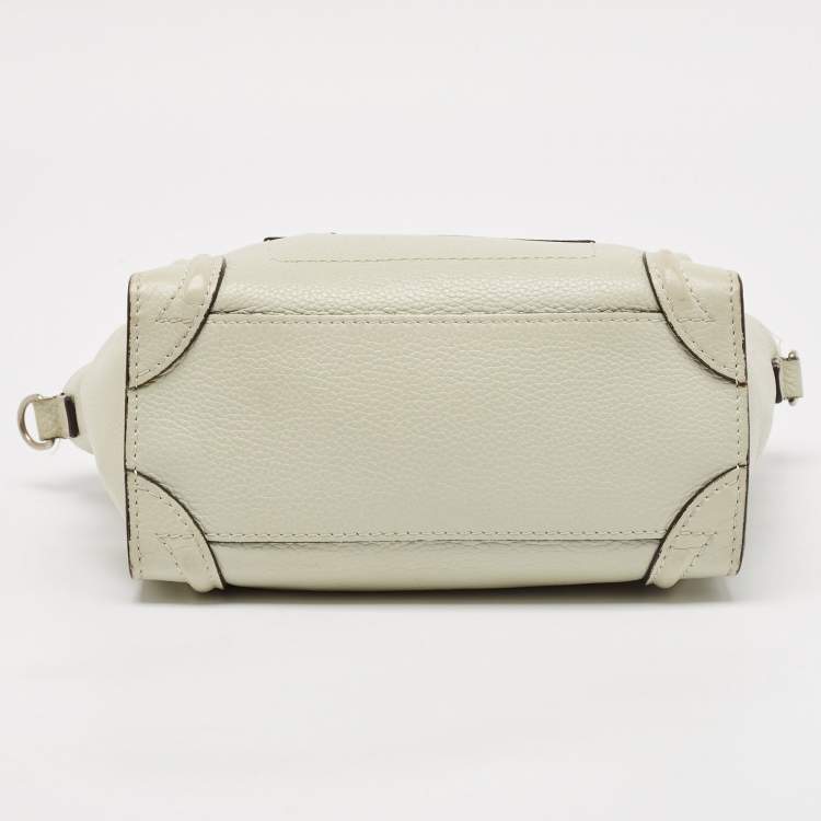 Pre Owned Celine Light Grey Leather Nano Luggage Tote