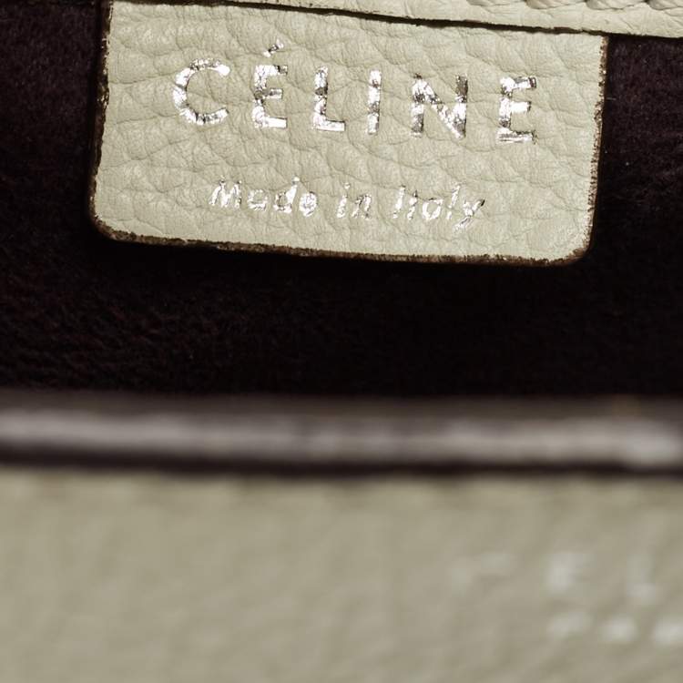 Pre Owned Celine Light Grey Leather Nano Luggage Tote