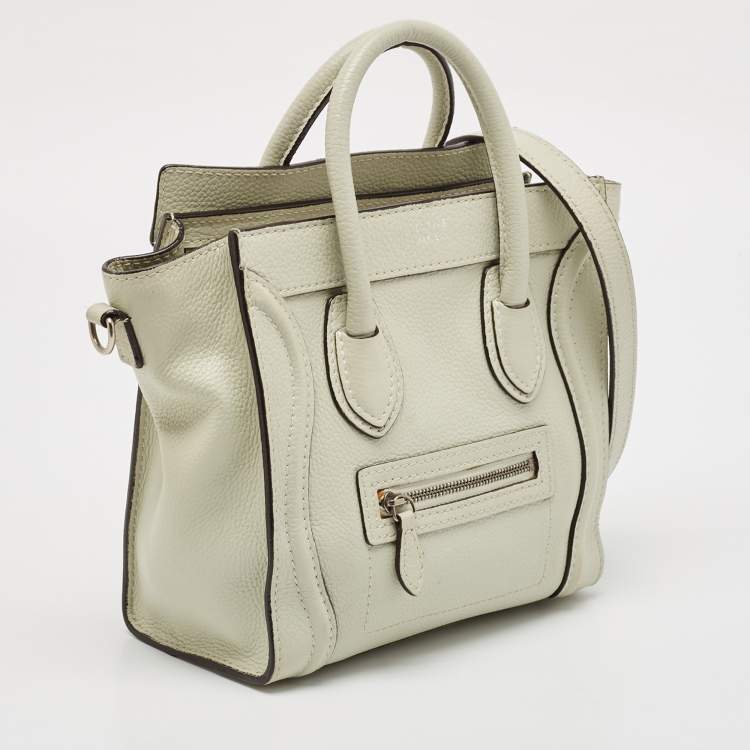 Pre Owned Celine Light Grey Leather Nano Luggage Tote