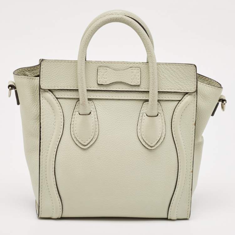 Pre Owned Celine Light Grey Leather Nano Luggage Tote