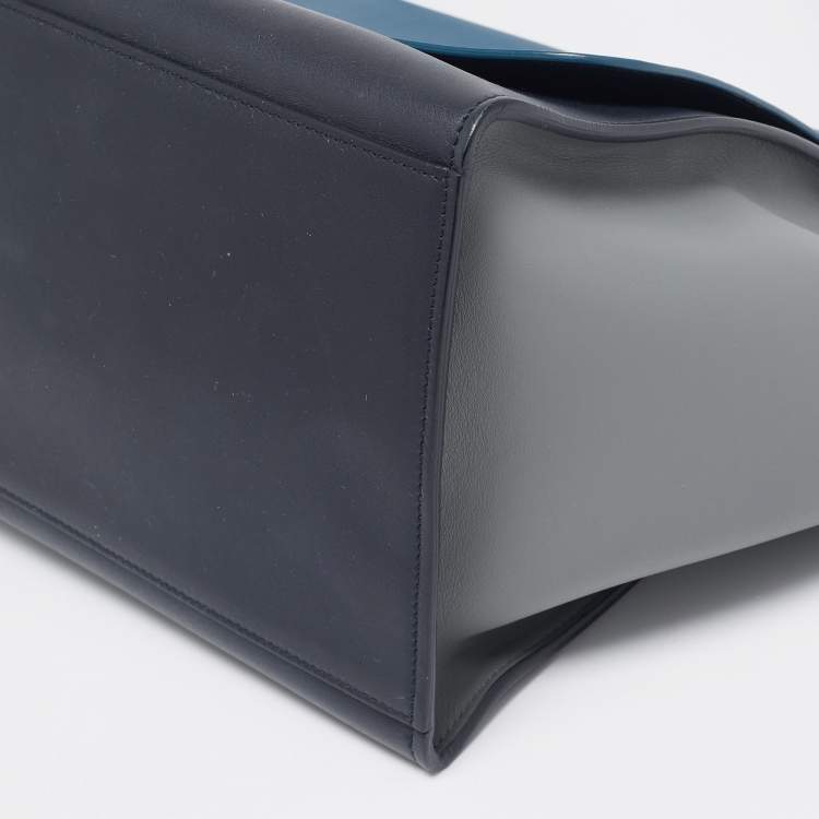 Pre Owned Celine Tricolor Leather Medium Trapeze Top Handle Bag