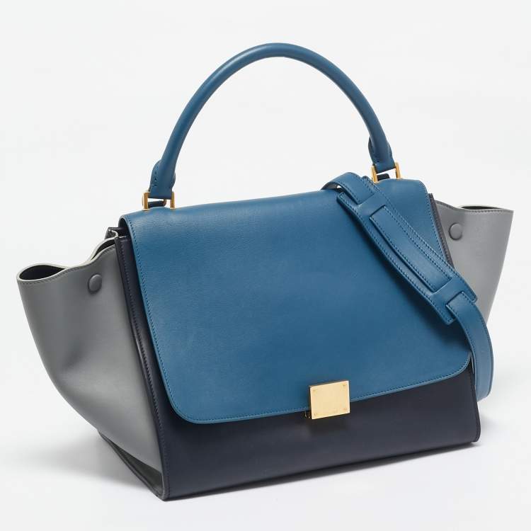 Pre Owned Celine Tricolor Leather Medium Trapeze Top Handle Bag