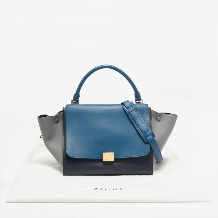 Pre Owned Celine Tricolor Leather Medium Trapeze Top Handle Bag