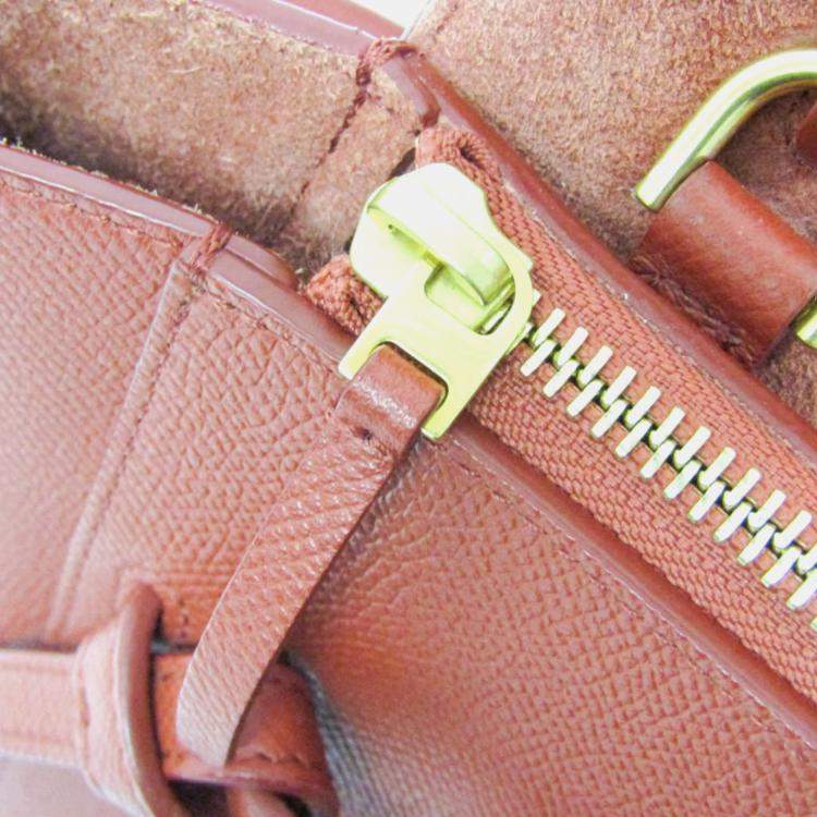 Pre Owned Celine Red Brown Leather Belt Bag Nano Handbag