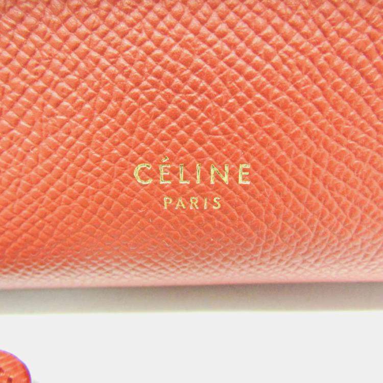 Pre Owned Celine Red Brown Leather Belt Bag Nano Handbag