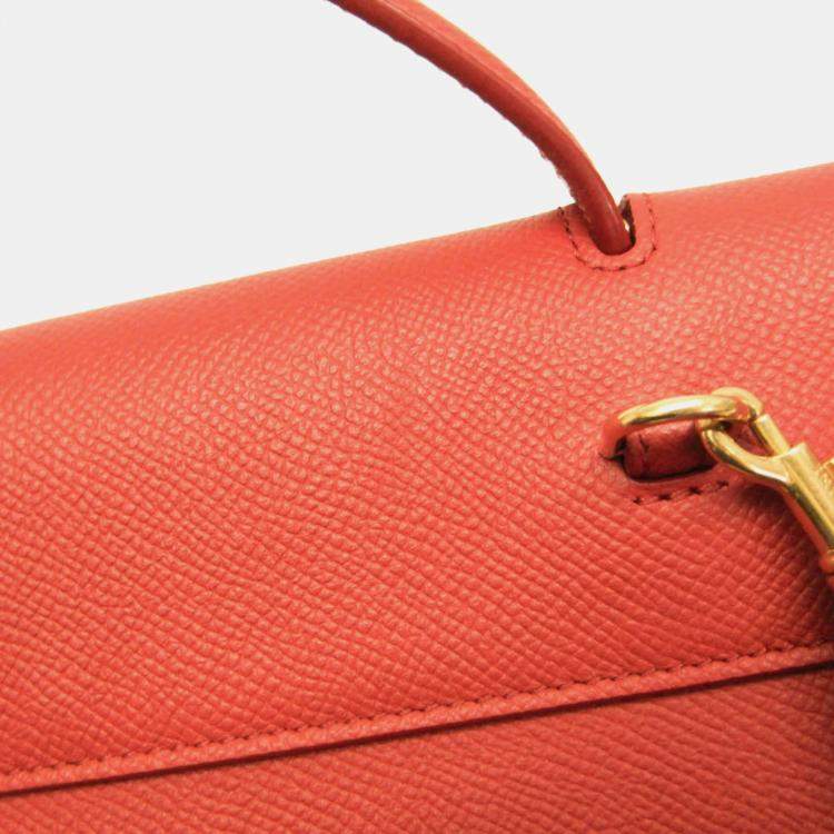 Pre Owned Celine Red Brown Leather Belt Bag Nano Handbag