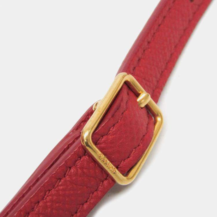 Pre Owned Celine Red Brown Leather Belt Bag Nano Handbag