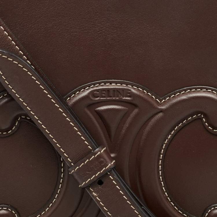 Pre Owned Celine Dark Brown Leather Small Triomphe Bucket Bag