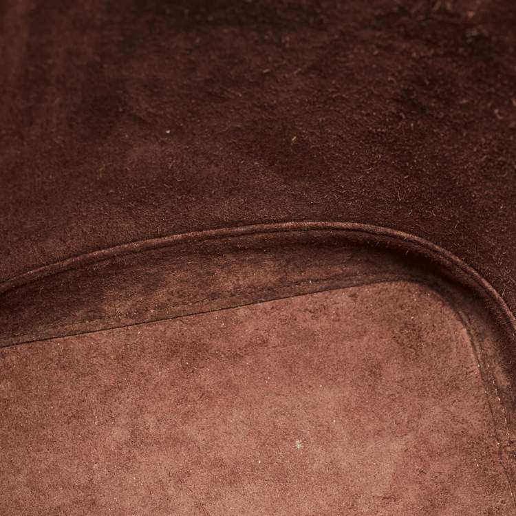 Pre Owned Celine Dark Brown Leather Small Triomphe Bucket Bag