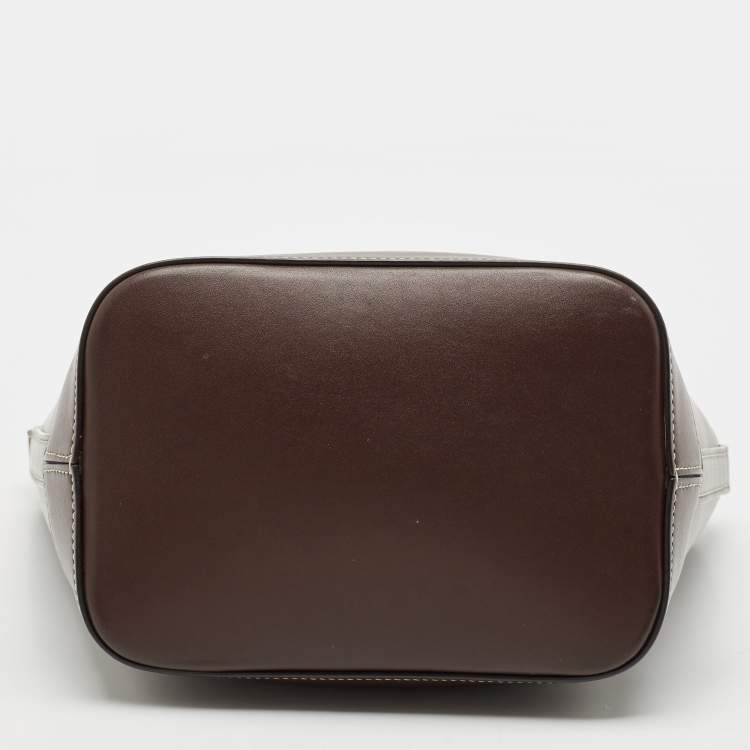 Pre Owned Celine Dark Brown Leather Small Triomphe Bucket Bag