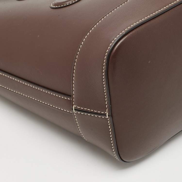 Pre Owned Celine Dark Brown Leather Small Triomphe Bucket Bag