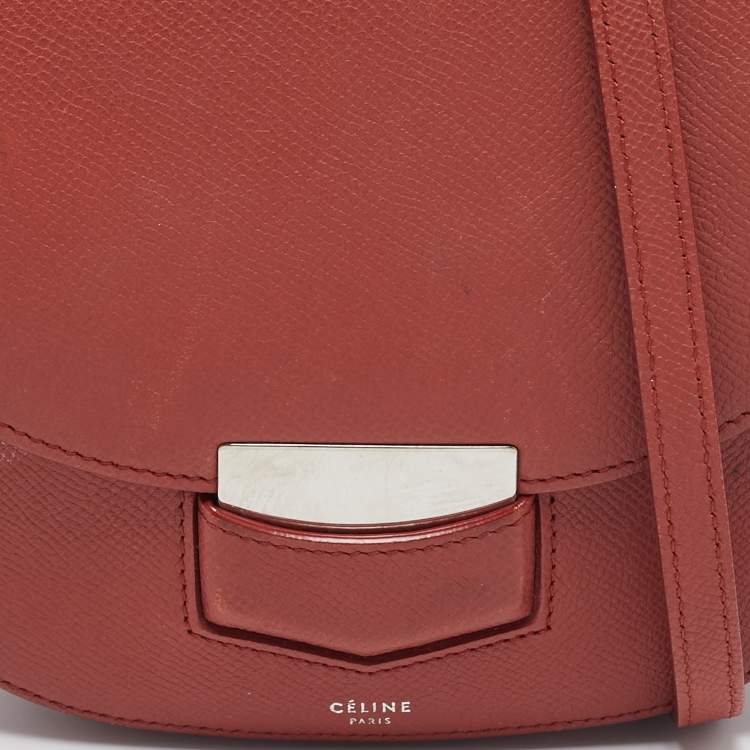 Pre Owned Celine Brick Brown Leather Small Trotteur Crossbody Bag